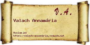 Valach Annamária névjegykártya